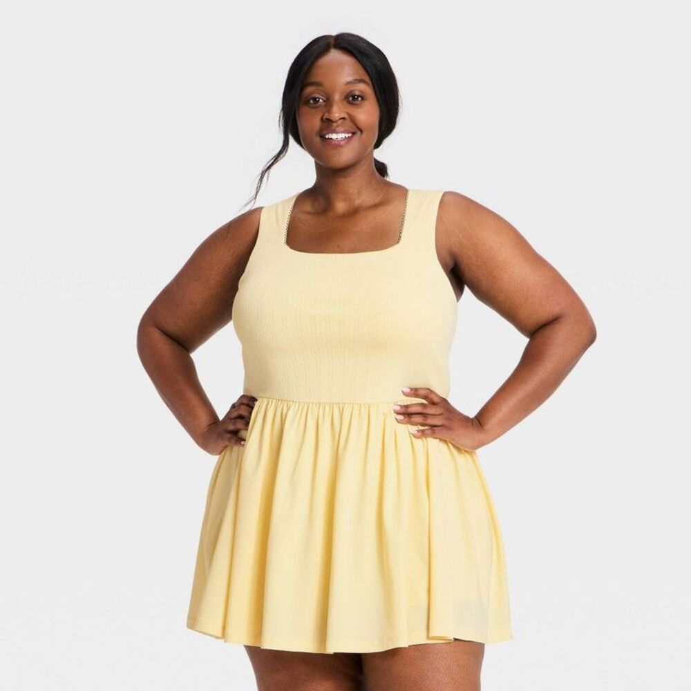Women's Athletic Pointelle Dress - All In Motion Light Yellow 2X